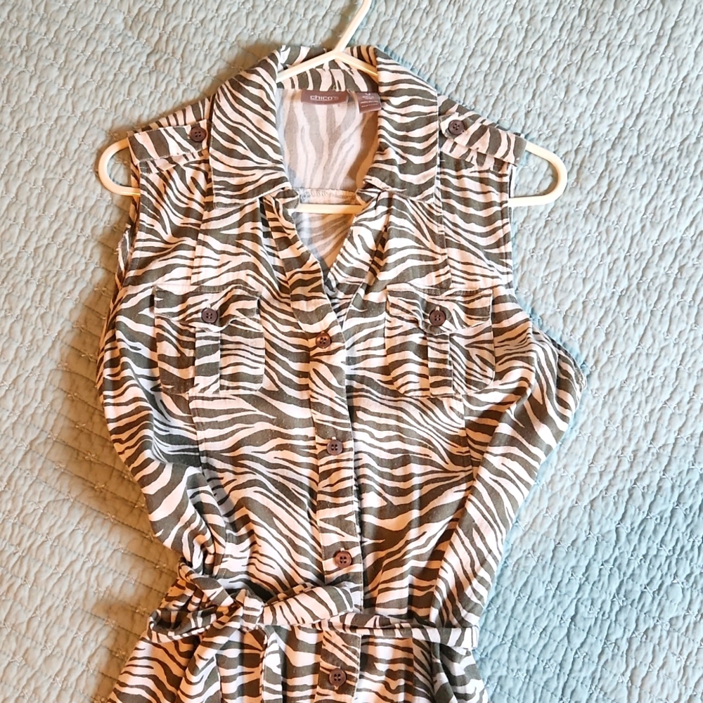 Chico's Zebra Print Dress - Grey and White Fits S/M